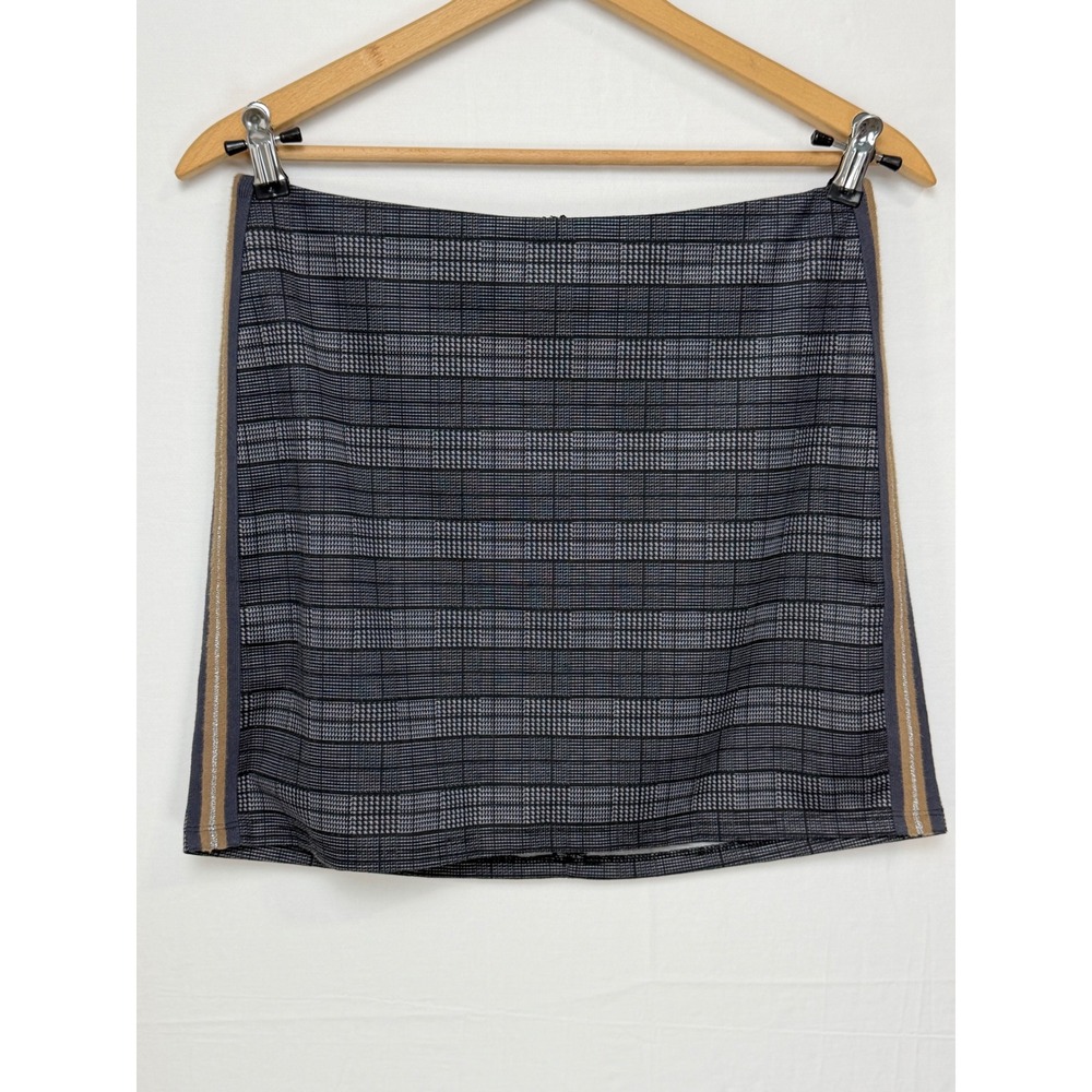 Hem & Thread Womens Skort M Grey Plaid Glitter Side Stripe Back Zip Mini